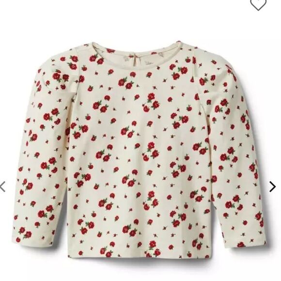 [janie & jack] BNWOT puff sleeve rose long sleeve shirt. - Picture 2 of 7